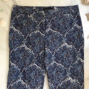 {Talbots} Blue Paisley Print Modern Straight Pant